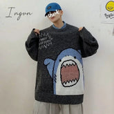 Ingvn - Cute Shark Kawaii Retro Loose Sweater