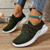 Women'S Casual Running Shoes, Breathable Fabric Sneakers, Low Top Lace-Up, Solid Color, Hand Wash Only, No Embellishments, All-Season Comfort
