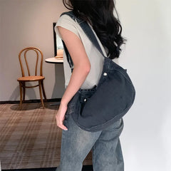 Ingvn Large Capacity Women's Retro Canvas Shoulder Bag Solid Color Female Crossbody Bags Simple Design Ladies Tote Purse Handbags