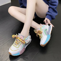 Ingvn New Women's Vulcanized Shoes Lace Up Pearl Chain Decorative Women's Platform Sneakers Zapatos De Mujer Female Shoes Casual Shoes