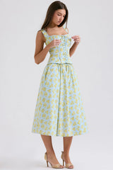 Summer Floral Print 2 Piece Dress Set 2024 Casual Elegant and Beautiful Women Dresss Midi Party Holiday Dress Sets
