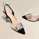 Ingvn - Summer Fashion New Sexy Banquet Comfortable Crystal Transparent Solid Color Pointed Toe Women's High Heels sandals women 2024