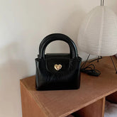 INGVN Korean Style Vintage Handbag Solid Color Pu Leather Heart Lock Shoulder Bag Summer New Classic Fashion Crossbody Bag