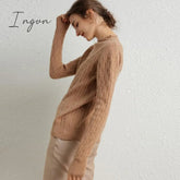 Ingvn - 100% Merino Wool Cashmere Sweater Women Winter Warm O-Neck Long Sleeve Ladies Pullover knitted Autumn Jumper Vintage Sweater