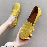 Women Flats Slip on Loafers Foldable Flats for Women Square Toe Single Shoes Hollow Out Fashion Party Casual Shoes for Ladies