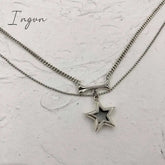 Fashion Double layer chain Hollow Star Pendant Necklace for Women Korean Punk Neck Chain Fashion Y2K Aesthetic Jewelry