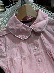Red Striped Slim T-Shirt Blouse Woman Summer Lace Trim Peter pan Collar Single Breasted Short Sleeve Tee Sweet Cotton Shirt Y2k