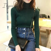 Ingvn - Autumn Winter Knitted Sweater Pullovers Turtleneck Sweater for Women Long Sleeve White Black Soft Female Jumper Clothing