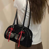 INGVN 2024 New Women Y2k Aesthetic Bow Shoulder Bags Vintage Casual Streetwear Fashion Handbags Trendy All Match Simple Underarm Bag