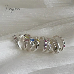 Aesthetic Rings For Women Heart Star Colorful Zircon crystal Minimalist Open Adjustable Finger Rings Fashion Band Female Bijoux