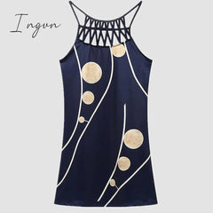 Ingvn - Women's Casual Dress Halter Neck Dress Midi Dress Leopard Black Wine Sleeveless Geometric Cut Out Summer Spring Halter Fashion Vacation 2023 S M L XL XXL 3XL