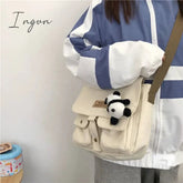Ingvn - Top Canvas Bag Youth Ladies Messenger Bag Female Students Handbags Shoulder Bag Solid Color Letter Crossbody Bags for Women Bag