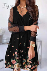 Ingvn - Sweet Elegant Floral Lace V Neck A Line Dresses(5 Colors)