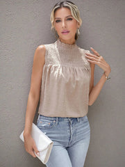 Smocked Swiss Dot Sleeveless Blouse