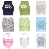 Ingvn - 80s fashion 21 Style Sexy Vintage Strappy Y2K Halter Crop Top Women Summer 90s Backless Cami Tops Tees Ladies Fashion Fitness Camisole Party