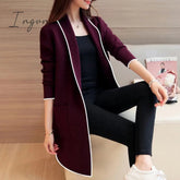Ingvn - Womens Fashion Autumn Winter Long Cardigan Female Casual Women Pocket Cardigan Sweater Knitted Cardigans All-match For Women Jacket Tops