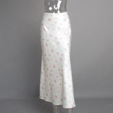 2025 Summer Floral Printed Pink Long Skirt For Women Casual High Waist Slim Elegant Party Maxi Skirt Female Stain Dress Clothes
