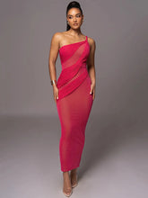 Elegant One Shoulder Sexy Maxi Dress For Women Fashion Off-shoulder Sleeveless Backless Back Split Party Long Dress