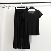 Ingvn - Female Home Clothes 2 Pieces Set Lady Home Suit Summer Women Lounge Wear Autumn Loose Homewear Suit for Women Pajamas Pants Set