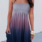 Gradient Off Shoulder Dress, Casual Shirred Sleeveless Tube Dress, Women's Clothing
