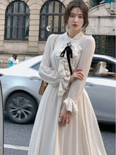 Sweet Preppy Style Long Dress Women Elegant French A Line Ruffles Casual Chic Office Robe Spring New Fashion Vestdios Mujer