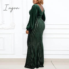Ingvn - Plus Size Clothing for Women Spring Autumn African Women Long Sleeve Polyester Long Dress Maxi Dress African Dresses for Women
