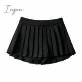 Ingvn - Summer High Waist Skirts Womens Sexy Mini Skirts Vintage Pleated Skirt Korean Tennis Skirts Short White Black