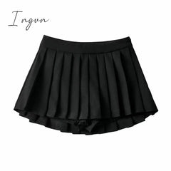Ingvn - Summer High Waist Skirts Womens Sexy Mini Skirts Vintage Pleated Skirt Korean Tennis Skirts Short White Black