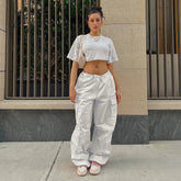Ingvn - Y2K Clothing Oversized Plus Size Low Waist Parachute Loose Baggy Sweatpants Trousers Women Jogger Cargo Pants Streetwear Outfits