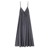 Sexy Backless Flowy Midi Slip Dress Women High Waist V Neck A-line Holiday Summer Dresses Casual Beach Vestidos