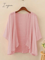 Ingvn - Fashion Solid Cardigans Womens Summer Blouse Casual Long Sleeve Blusas Female Thin Tunic Tops Kimono Cape Plus Size