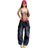 Sexy Leopard Print Bodysuits Women Thin Low-Neck Sleeveless Backless Street Hip-Hop Style Summer Trend Versatile Outfits