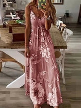 Ingvn - Women's Long Dress Maxi Dress A Line Dress Summer Dress Print Dress Floral Fashion Modern Daily Holiday Date Ruched Print Sleeveless V Neck Dress Regular Fit Pink Blue Purple Summer Spring S M L XL