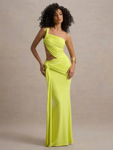 Irregular Ruched Sexy Maxi Dress For Women Gown Hollow Out One Shoulder Sleevelessdraped Bodycon Club Party Long Dress