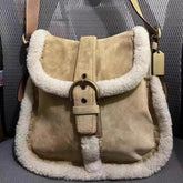 INGVN Luxury Design Patchwork Fluffy Crossbody Bag Casual Women Vintage Trendy Handbags Streetwear Fashion Y2k Aesthetic Shoulder Bags