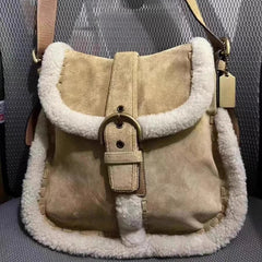 INGVN Luxury Design Patchwork Fluffy Crossbody Bag Casual Women Vintage Trendy Handbags Streetwear Fashion Y2k Aesthetic Shoulder Bags