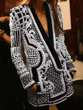 Ingvn - new Beaded Geometric Autumn Winter Long Sleeves V-Neck Vintage Ladies Outwear vintage fashion Overcoats