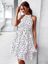 Ingvn - Ladies Sexy Sleeveless Porka Dot Print Boho Summer Dress Women Bohemian Party Beach Mini Dress Women Sundress Vestidos Female