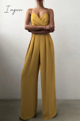 Ingvn - Fashion Casual Solid Patchwork V Neck Loose Jumpsuits(6 Colors)