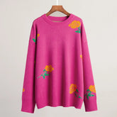 Ingvn Flower Print Fashion Sweater Women's Casual Loose Female Knitted Top Winter Thick Warm Oversized Knitted Pullover