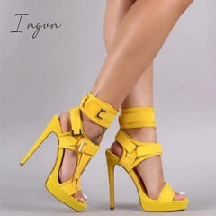 Ingvn - Stylish Buckle Ankle-Wrap Stiletto High Heels