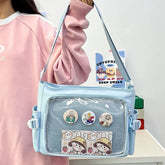 Ingvn Candy Colour Cute Shoulder Bag Anime Expo Transparent Badge Display Messenger Bag Women Doll Itabag Crossbody Bag