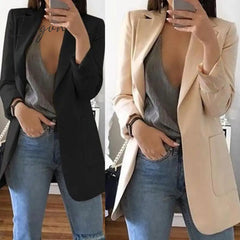 Ingvn - Slim Women Elegant Autumn Suit Jacket Female Office lady Casual Notched Business Blazer Suit Outwear Coat Outwear