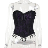 Gothic Crop Tops Black Spaghetti Strap Corset Tops New Goth Punk Grunge Fairy Core Sexy Y2K Halloween Clothing