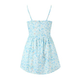 Summer Dress Women Sexy Spaghetti Straps A-line Mini Floral Print Dresses Holiday Robe Short Sundress