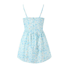 Summer Dress Women Sexy Spaghetti Straps A-line Mini Floral Print Dresses Holiday Robe Short Sundress