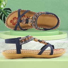 Sandals Women Summer 2026 luxury crystal ladies Open toe Walking shoes printing Soft Elastic Band outdoor Holiday dress shoes