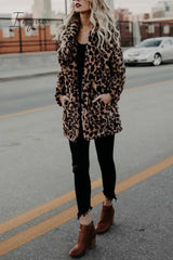 Ingvn - Women's Lapel Leopard Coat