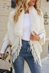 Ingvn - Elegant Solid Tassel Turndown Collar Outerwear