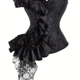 Flirty Ruffle Strapless Corset Bustier - Ultimate Tummy Control Shapewear - Adjustable Lace-Up Jacquard Body Sculptor for Women